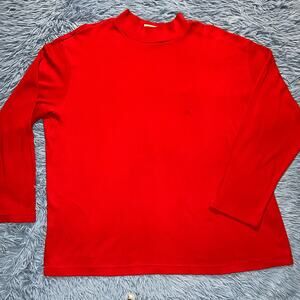 VINTAGE Mock Neck Long Sleeve Shirt Size Large Women’s Retro Classic Casual Red
